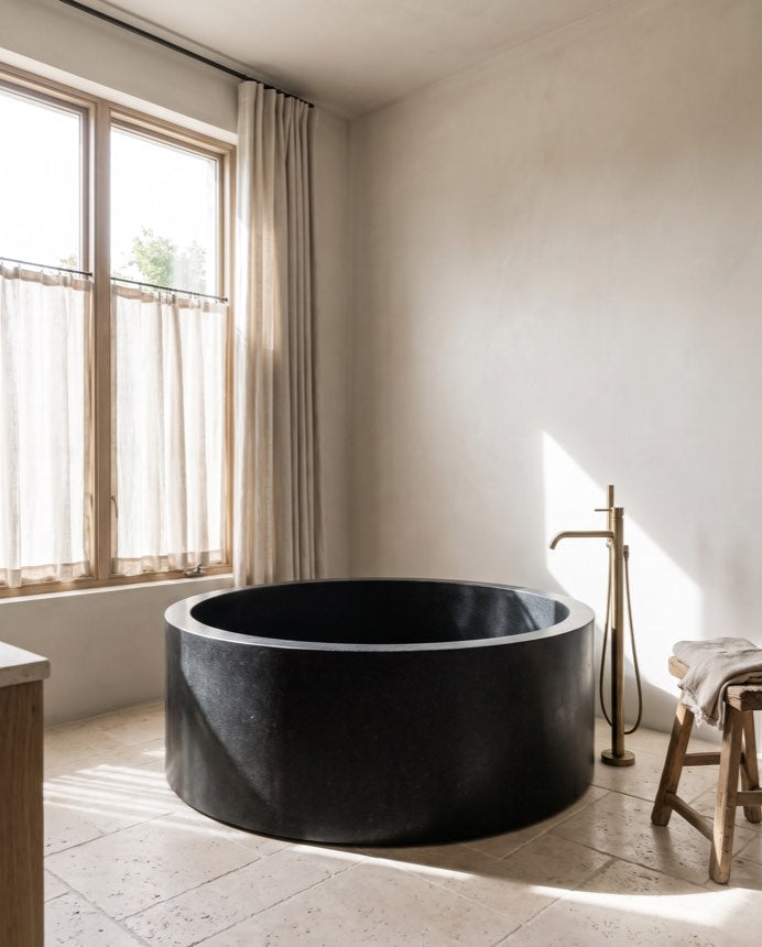Black granite bathing vessel — Atelier Earthmade
