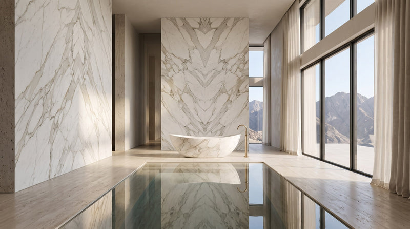 White Calacatta marble bathing vessel — Atelier Earthmade