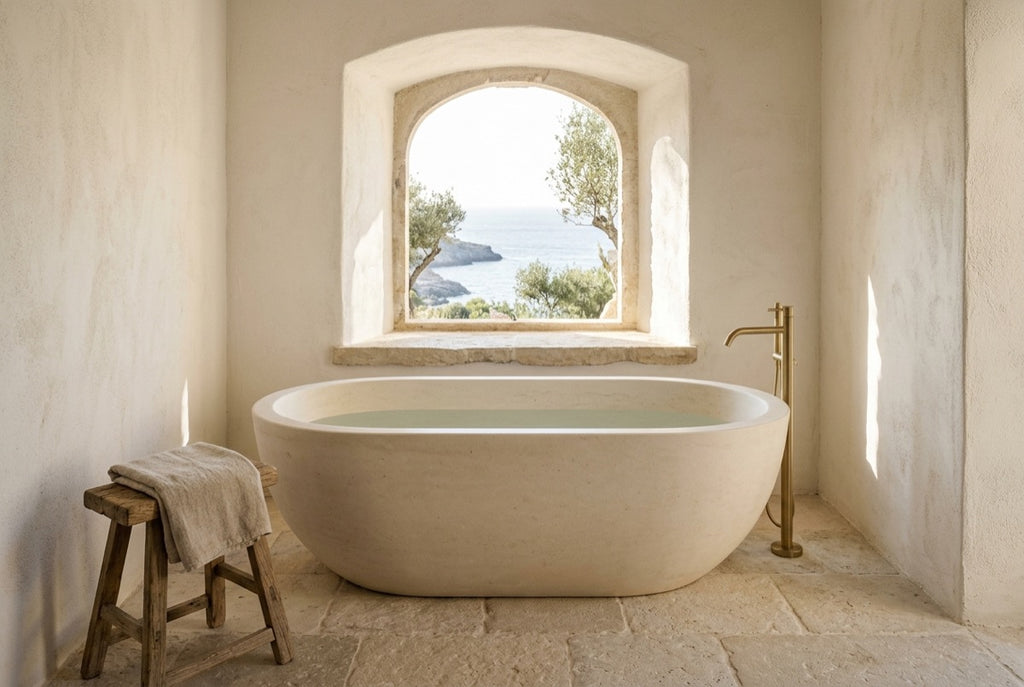 Aura in Cream Limestone — Mediterranean villa, visualisation