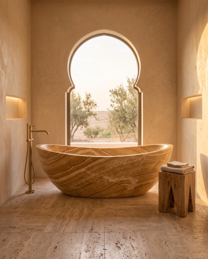 Mojave — Desert Flow Gold Marble Bathing Vessel