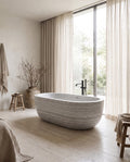 Argento — Silver-Grey Travertine Bathing Vessel