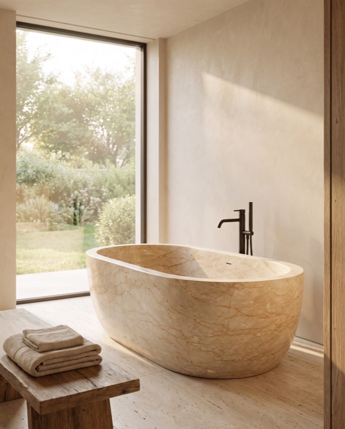 Dorado — Golden Thread Beige Bathing Vessel
