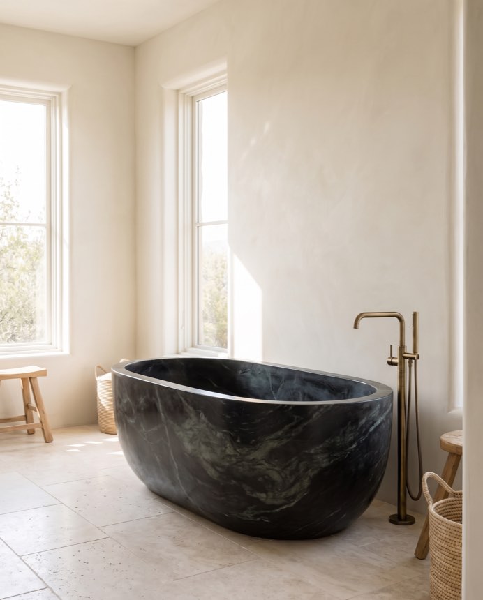 Nocturne — Black Forest Marble Bathing Vessel