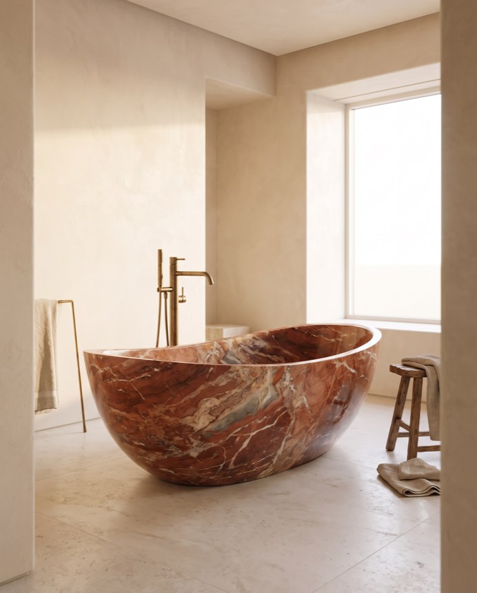 Rubra — Multicolor Red Marble Bathing Vessel