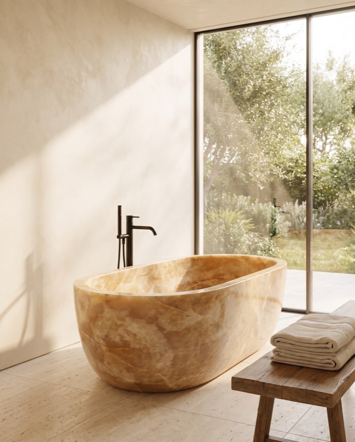 Topaz — Gold Marble Bathing Vessel