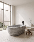 Silva — Grey Wood-Grain Marble Bathing Vessel