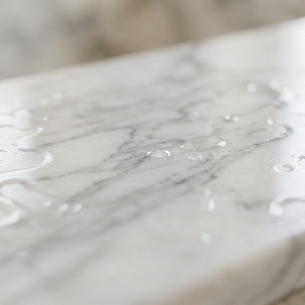 White Marble — polished stone detail, Atelier Earthmade