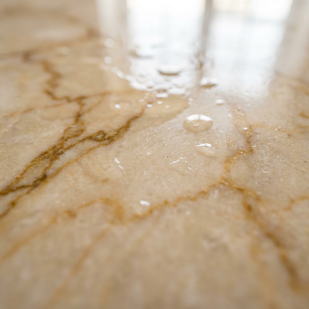 French Gold-Vein Marble — polished stone detail, Atelier Earthmade
