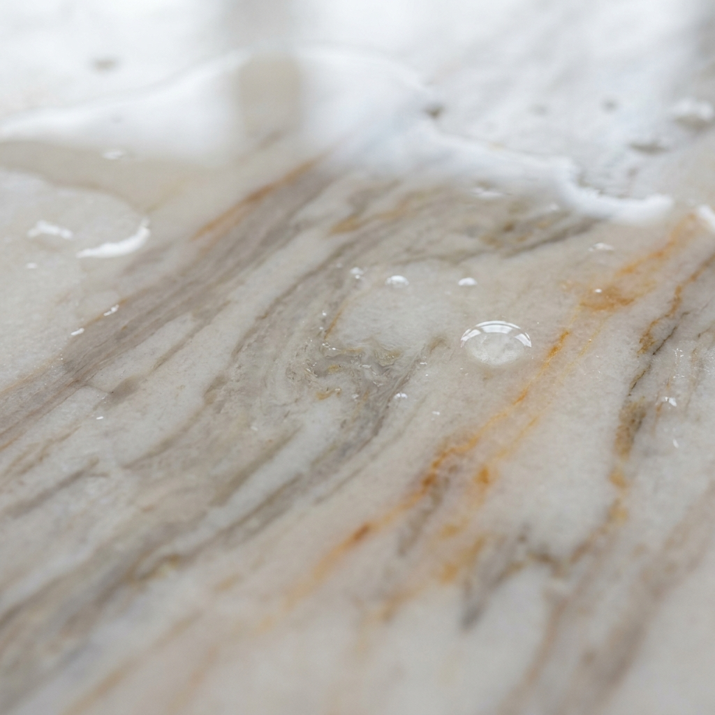 Volakas White Marble — polished stone detail, Atelier Earthmade