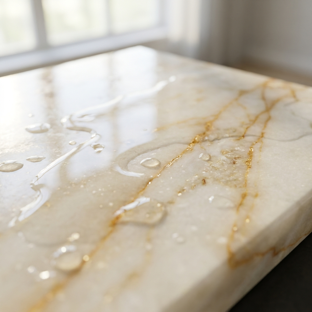 Gold-Vein Marble — polished stone detail, Atelier Earthmade