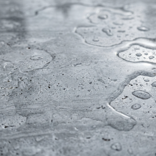 Silver-Grey Travertine — polished stone detail, Atelier Earthmade