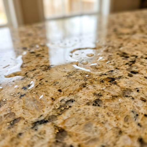 Golden Granite — polished stone detail, Atelier Earthmade