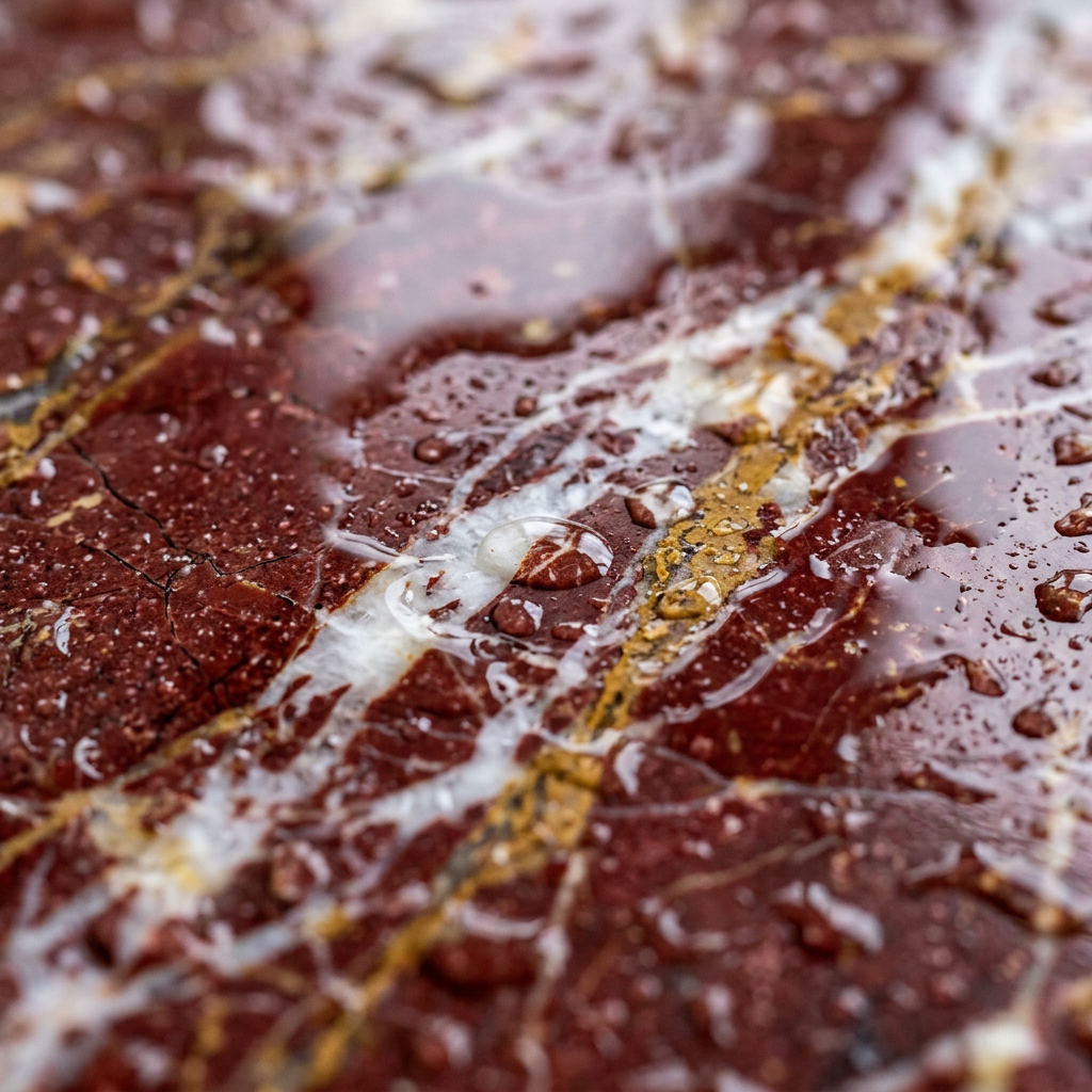 Multicolor Red Marble — polished stone detail, Atelier Earthmade