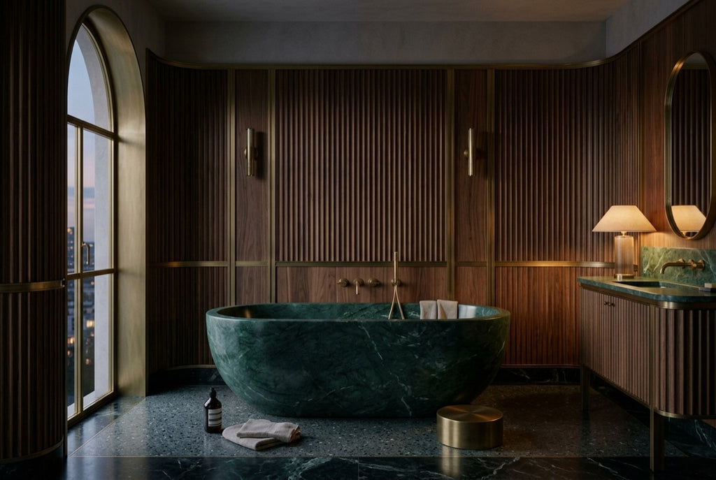 Imperial in Jade Green Marble — Walnut suite, evening