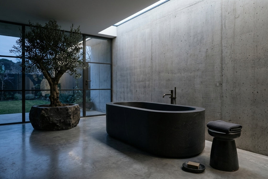 Vulcan in Black Basalt — Concrete · skylight
