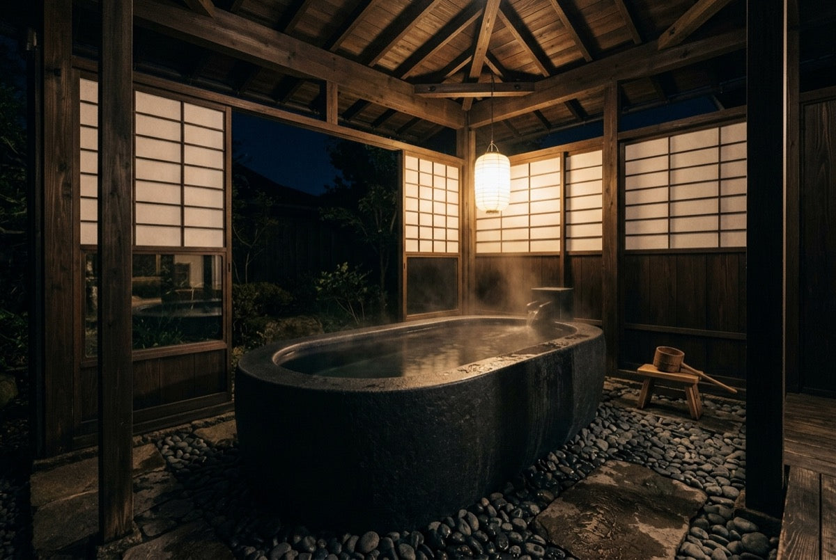 Vulcan in Black Basalt — Onsen pavilion, visualisation